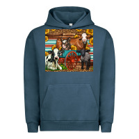 Pigment Midnight Navy Farm Animals On An Old Wagon Urban Hoodie - LillyAllenDesigns
