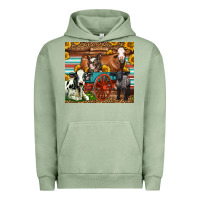 Pigment Oil Green Farm Animals On An Old Wagon Urban Hoodie - LillyAllenDesigns