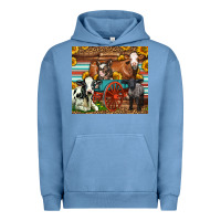 Pigment Pebble Blue Farm Animals On An Old Wagon Urban Hoodie - LillyAllenDesigns