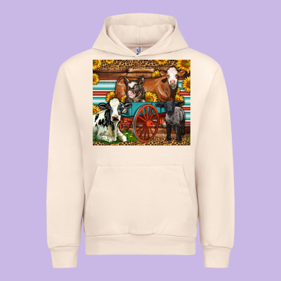 Farm Animals On An Old Wagon Urban Hoodie Designed By Lillyallendesigns