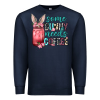 Navy Some Bunny needs coffee Premium Sweatshirt - Neo Western