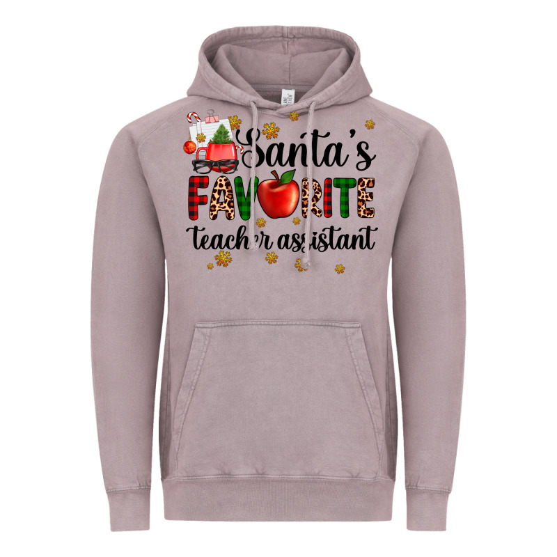 Santa's Favorite Teacher Assistant Vintage Hoodie by AdoDesignShop | Teevron