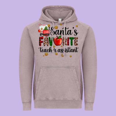 Santa's Favorite Teacher Assistant Vintage Hoodie Designed By Adodesignshop