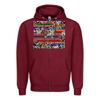 Burgundy cowhide leopard serape Zipper Hoodie - RanaPortraitStore