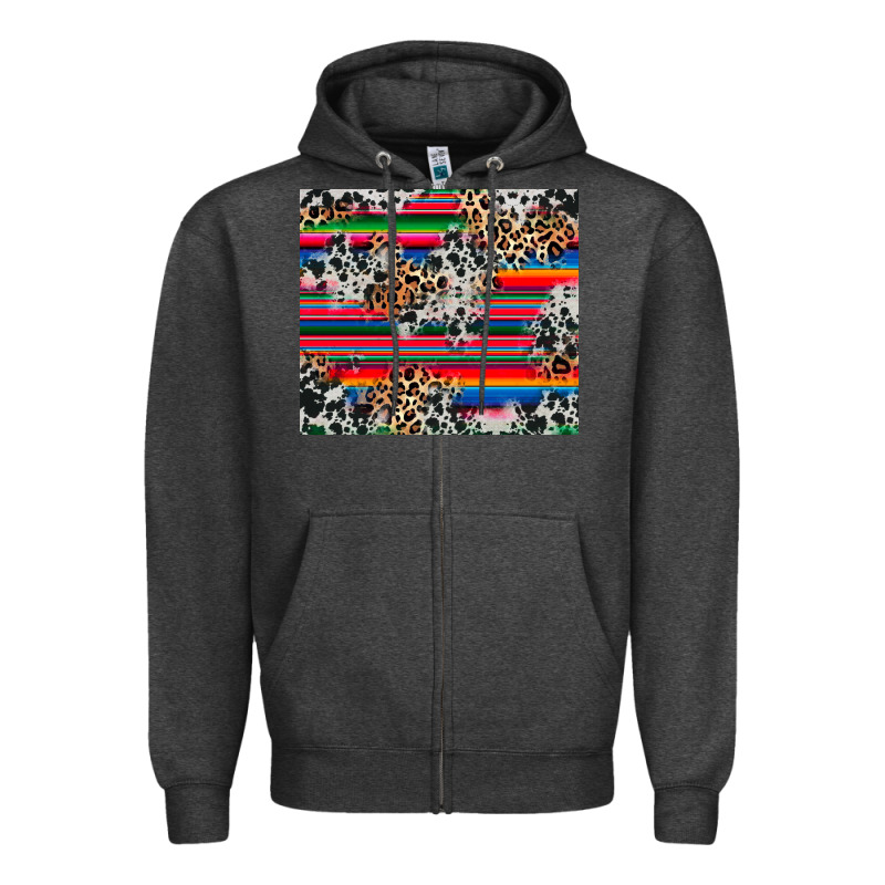 Cowhide Leopard Serape Zipper Hoodie by RanaPortraitStore | Teevron