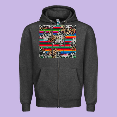 Zipper Hoodie cowhide leopard serape