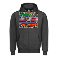 Charcoal Heather cowhide leopard serape Zipper Hoodie - RanaPortraitStore