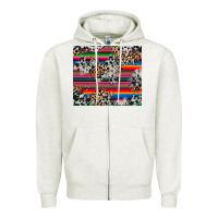 Oatmeal Heather cowhide leopard serape Zipper Hoodie - RanaPortraitStore