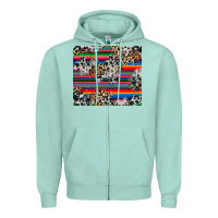 Seafoam cowhide leopard serape Zipper Hoodie - RanaPortraitStore