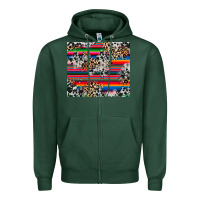 Sports Green cowhide leopard serape Zipper Hoodie - RanaPortraitStore