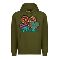 Army Green hearts mama Premium Hoodie - Artiststas