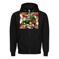 Black christmas farm tractor Zipper Hoodie - RanaPortraitStore