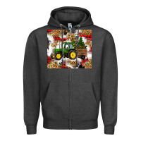 Christmas Farm Tractor Zipper Hoodie | Teevron