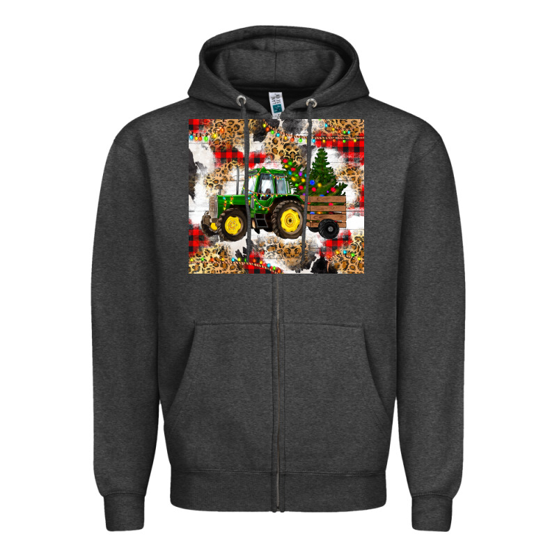 Christmas Farm Tractor Zipper Hoodie by RanaPortraitStore | Teevron
