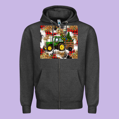 Zipper Hoodie christmas farm tractor