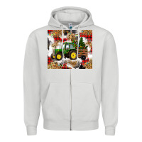 Dove Grey christmas farm tractor Zipper Hoodie - RanaPortraitStore
