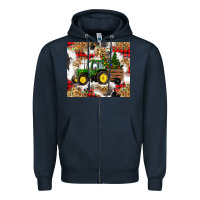 Navy christmas farm tractor Zipper Hoodie - RanaPortraitStore