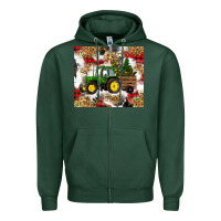 Sports Green christmas farm tractor Zipper Hoodie - RanaPortraitStore