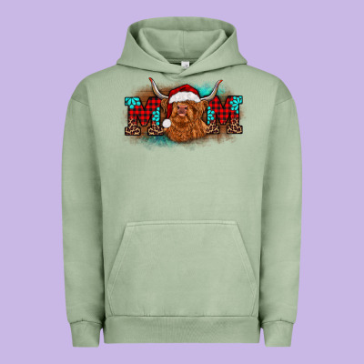 Christmas Mom Highland Cow Urban Hoodie Designed By Barkaloodesign
