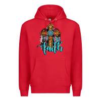 Red faith western turquoise Premium Hoodie - AdoDesignShop