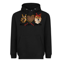 Black peace love shiba inu Heavyweight Hoodie - RanaPortraitStore