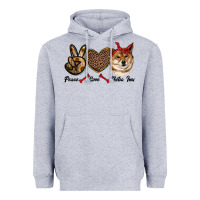 Heather Grey peace love shiba inu Heavyweight Hoodie - RanaPortraitStore