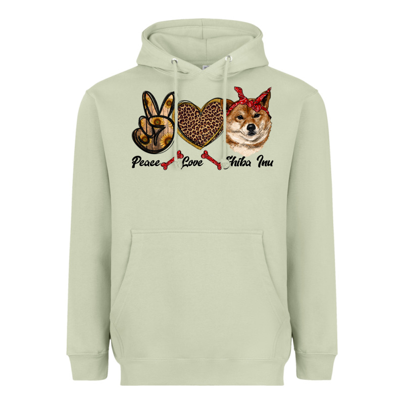 Peace Love Shiba Inu Heavyweight Hoodie by RanaPortraitStore | Teevron