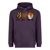 Plum peace love shiba inu Heavyweight Hoodie - RanaPortraitStore