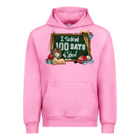 Fuchsia Pink I tacked 100 days school Baseball Urban Hoodie - NancyCooperArtShop