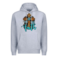 Heather Grey faith western turquoise Premium Hoodie - AdoDesignShop