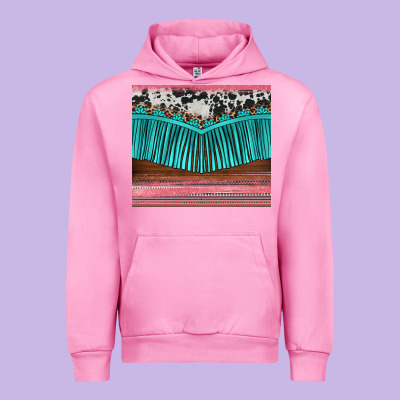 Western Fringe Cowhide Leopard Urban Hoodie Designed By Barkaloodesign