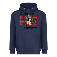 Navy la mama mos chingona Heavyweight Hoodie - texasbilliewilder