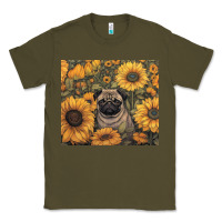 Army Green pug Classic Tee - Unal Design