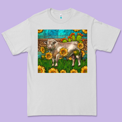 Western Charolais Bull With Sunflowers Premium Tee Designed By Lillyallendesigns