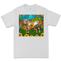 Dove Grey Western Charolais Bull With Sunflowers Premium Tee - LillyAllenDesigns