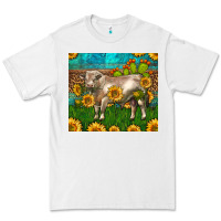 White Western Charolais Bull With Sunflowers Premium Tee - LillyAllenDesigns