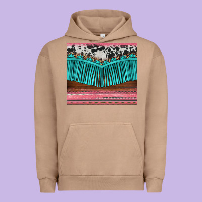 Western Fringe Cowhide Leopard Urban Hoodie Designed By Barkaloodesign