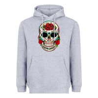 Heather Grey mexican day of the dead Heavyweight Hoodie - texasbilliewilder