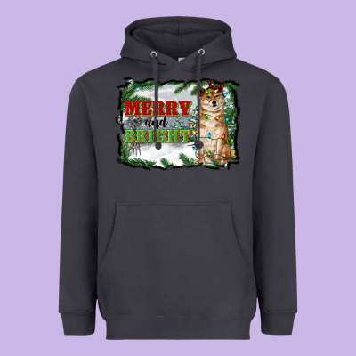 Merry And Bright Shiba Inu Heavyweight Hoodie Designed By Ranaportraitstore