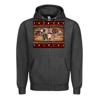 Charcoal Heather hohoho christmas cows Zipper Hoodie - RanaPortraitStore