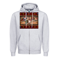 Heather Grey hohoho christmas cows Zipper Hoodie - RanaPortraitStore