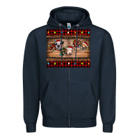 Navy hohoho christmas cows Zipper Hoodie - RanaPortraitStore