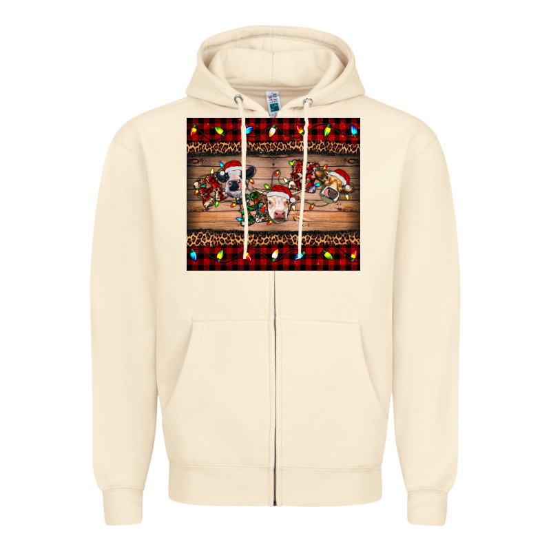 Hohoho Christmas Cows Zipper Hoodie by RanaPortraitStore | Teevron