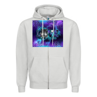 Dove Grey for the love of the wolves Zipper Hoodie - RanaPortraitStore