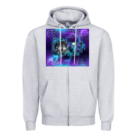 Heather Grey for the love of the wolves Zipper Hoodie - RanaPortraitStore