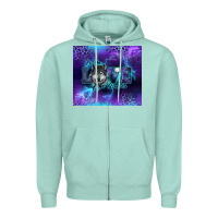 Seafoam for the love of the wolves Zipper Hoodie - RanaPortraitStore