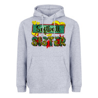 Heather Grey softball sister with leopard Heavyweight Hoodie - Zillion Design Studio