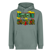 Sage softball sister with leopard Heavyweight Hoodie - Zillion Design Studio