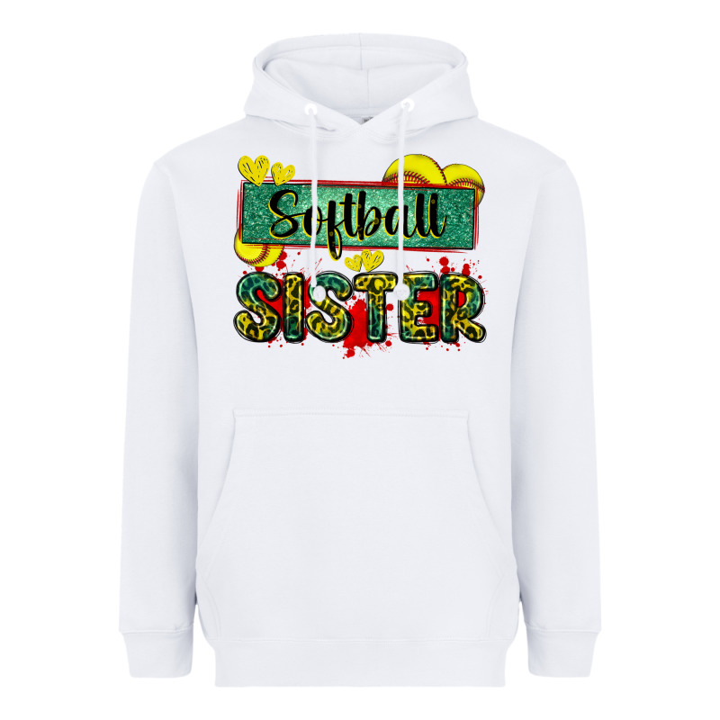 Softball Sister With Leopard Heavyweight Hoodie by Zillion Design Studio | Teevron