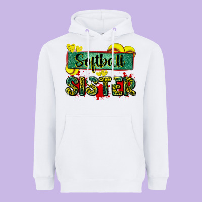 Softball Sister With Leopard Heavyweight Hoodie Designed By Zillion Design Studio
